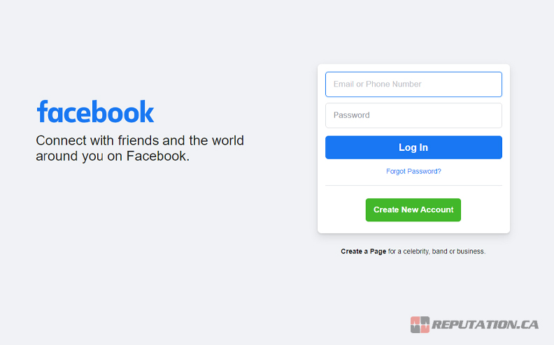 Вход в учетную запись Facebook