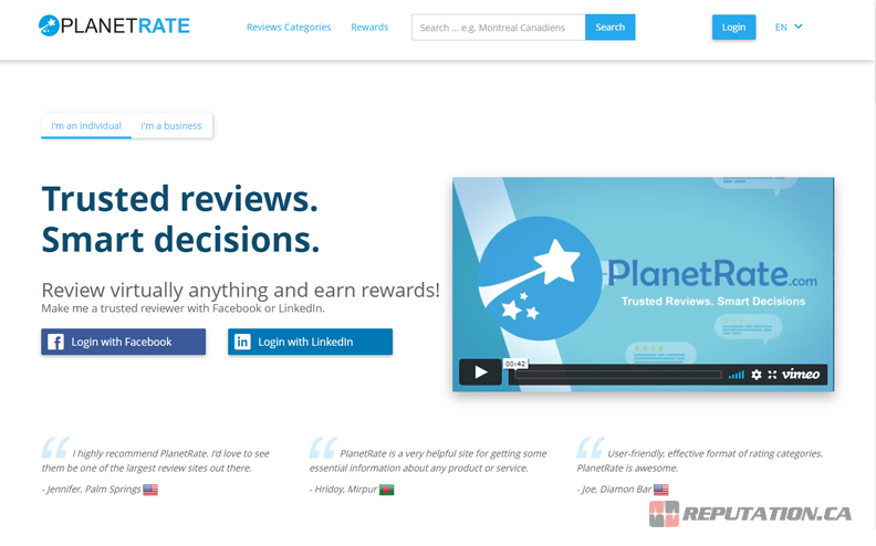 Служба отзывов PlanetRate