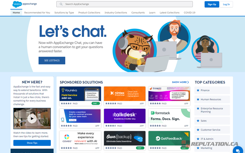 Веб-сайт Salesforce AppExchange