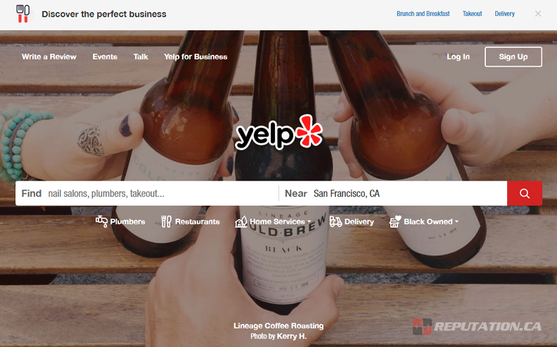 Сайт обзоров Yelp