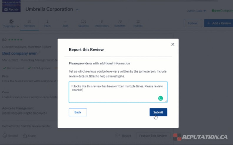 Отчетность по обзору Glassdoor
