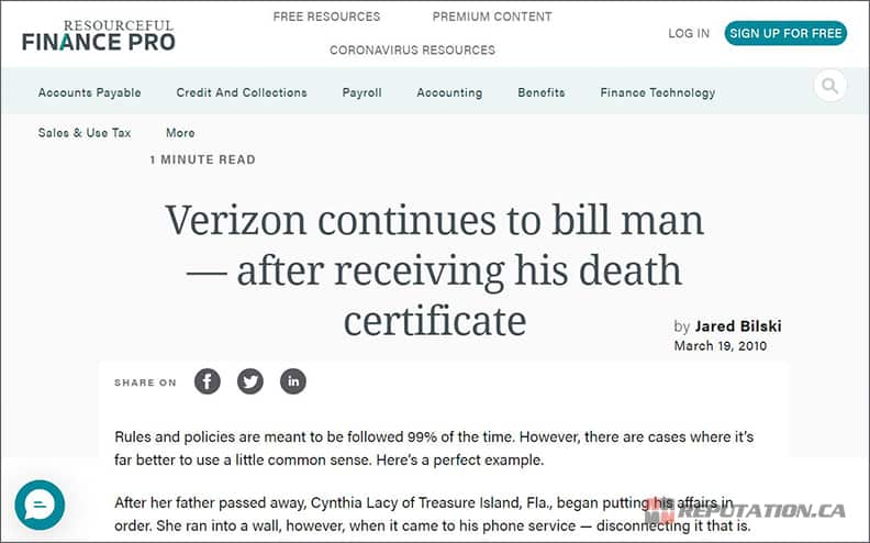 Ущерб репутации Verizon