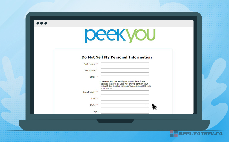 Страница отказа от PeekYou